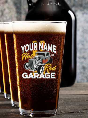Hot Rod Garage : Growler Pint Glass Gift Sets - Color Printed