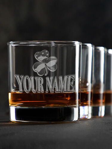 Shamrock Flag : Rocks Glasses - Engraved