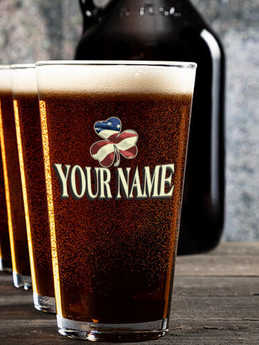 Shamrock Flag : Growler Pint Glass Gift Sets - Color Printed