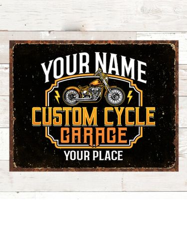 Custom Cycle Garage : Tin Signs