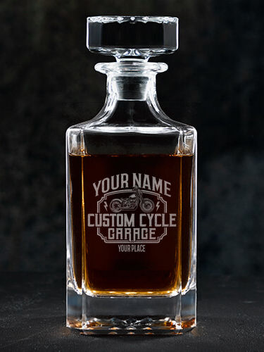 Custom Cycle Garage : Whiskey Decanter - Engraved