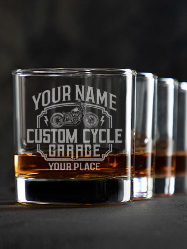 Custom Cycle Garage : Rocks Glasses - Engraved