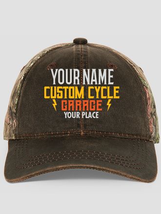 Custom Cycle Garage : Embroidered 2-Tone Camo Hats
