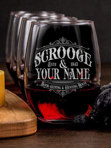 Scrooge : Cheese Board Wine Glass Gift Sets - Engraved