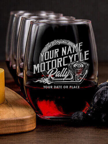 Motorcycle Rally : Cheese Board Wine Glass Gift Sets - Engraved