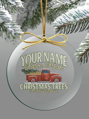Christmas Tree Farm : 4 Inch Round Glass Ornament