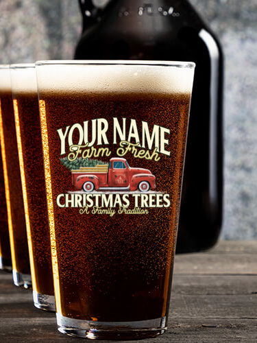 Christmas Tree Farm : Growler Pint Glass Gift Sets - Color Printed