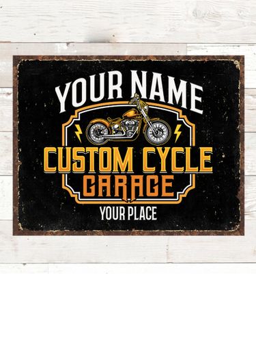 Custom Cycle Garage BP : Tin Signs