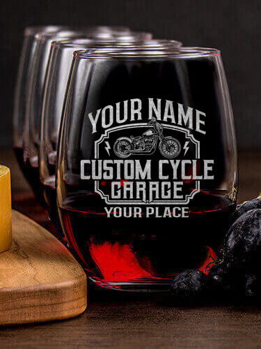 Custom Cycle Garage BP : Cheese Board Wine Glass Gift Sets - Engraved