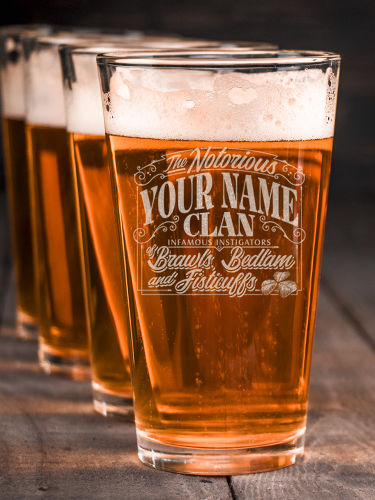 Notorious Clan : Pint Glasses - Engraved