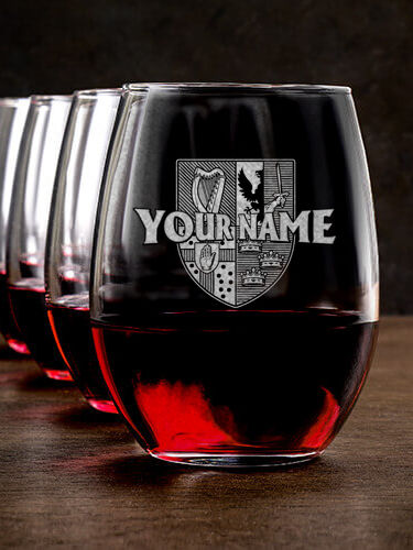 Irish Provinces : Stemless Wine Glasses - Engraved