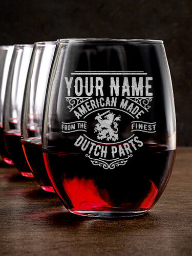 Dutch Parts : Stemless Wine Glasses - Engraved