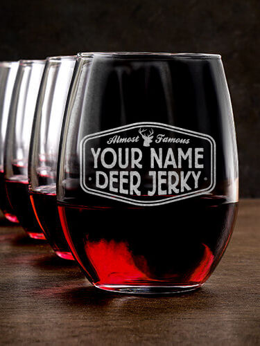 Deer Jerky : Stemless Wine Glasses - Engraved