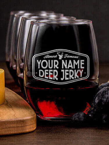 Deer Jerky : Cheese Board Wine Glass Gift Sets - Engraved