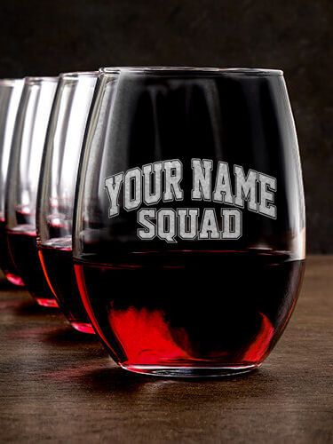 Squad : Stemless Wine Glasses - Engraved