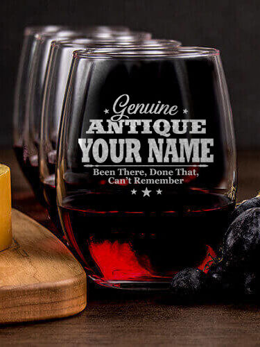 Genuine Antique : Cheese Board Wine Glass Gift Sets - Engraved
