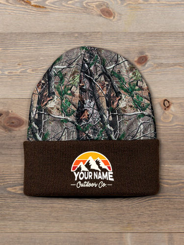 Outdoor Company : Embroidered 2-Tone Camo Cuffed Beanie