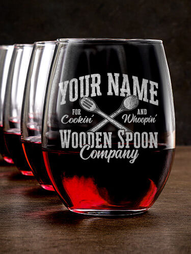 Wooden Spoon Company : Stemless Wine Glasses - Engraved