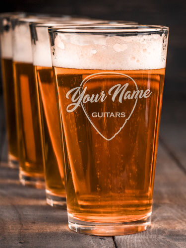 Guitars : Pint Glasses - Engraved
