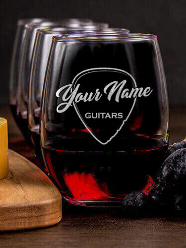 Guitars : Cheese Board Wine Glass Gift Sets - Engraved