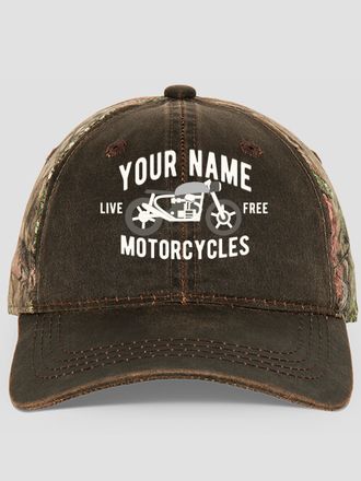 Motorcycles : Embroidered 2-Tone Camo Hats