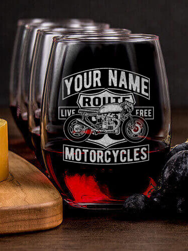 Motorcycles : Cheese Board Wine Glass Gift Sets - Engraved