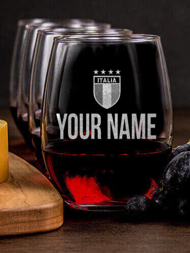 Italia : Cheese Board Wine Glass Gift Sets - Engraved