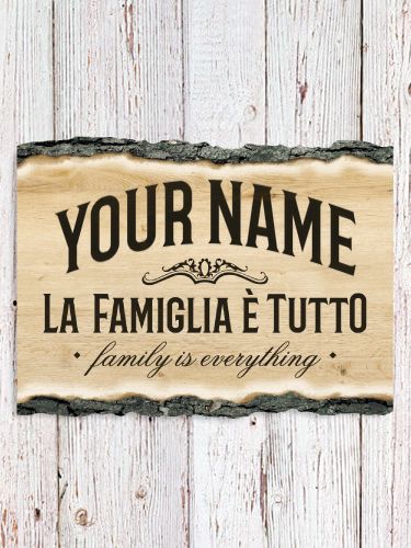Family Is Everything : Faux Sliced Log Plaque