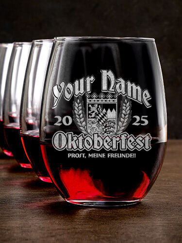 Oktoberfest : Stemless Wine Glasses - Engraved