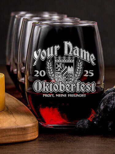 Oktoberfest : Cheese Board Wine Glass Gift Sets - Engraved