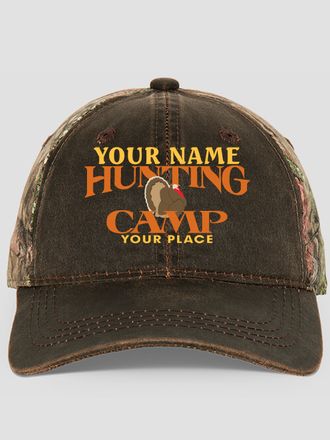 Turkey Hunting Camp : Embroidered 2-Tone Camo Hats