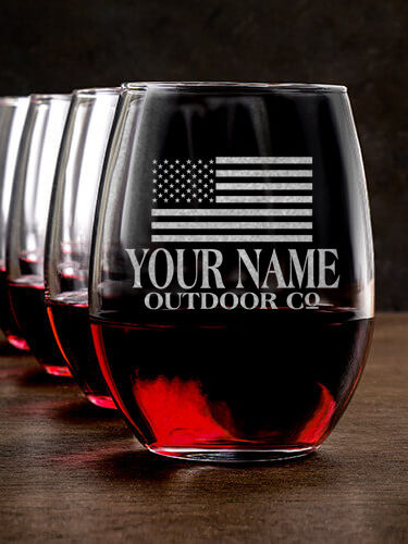 American Outdoor Company : Stemless Wine Glasses - Engraved