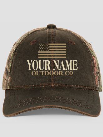 American Outdoor Company : Embroidered 2-Tone Camo Hats