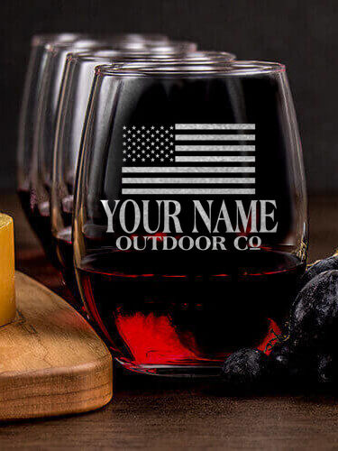 American Outdoor Company : Cheese Board Wine Glass Gift Sets - Engraved