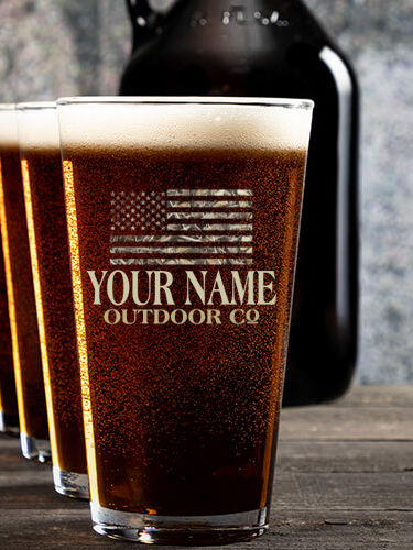 American Outdoor Company : Growler Pint Glass Gift Sets - Color Printed