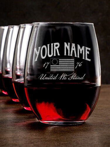 United We Stand : Stemless Wine Glasses - Engraved