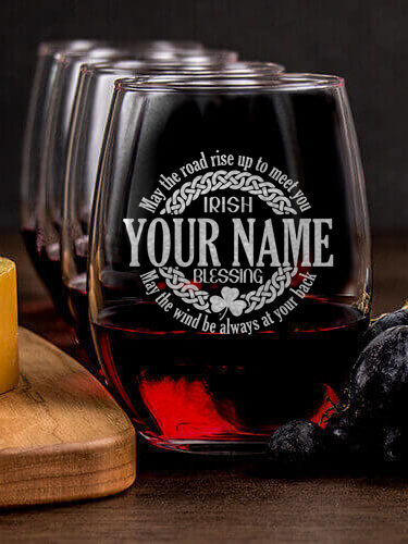 Irish Blessing : Cheese Board Wine Glass Gift Sets - Engraved