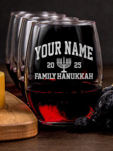 Hanukkah Varsity : Cheese Board Wine Glass Gift Sets - Engraved