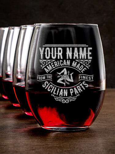 Sicilian Parts : Stemless Wine Glasses - Engraved