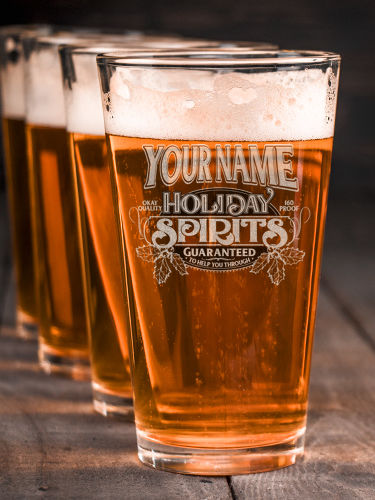 Holiday Spirits : Pint Glasses - Engraved