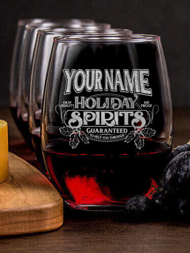 Holiday Spirits : Cheese Board Wine Glass Gift Sets - Engraved