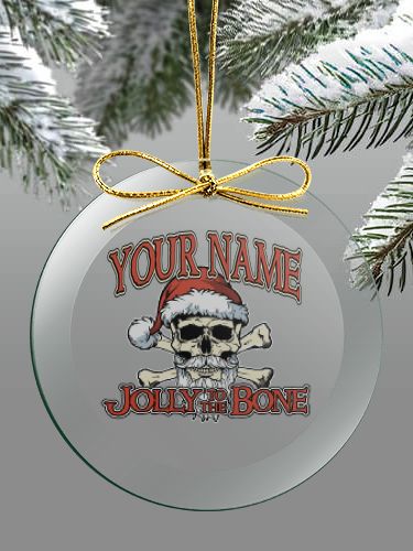 Jolly To The Bone : 4 Inch Round Glass Ornament