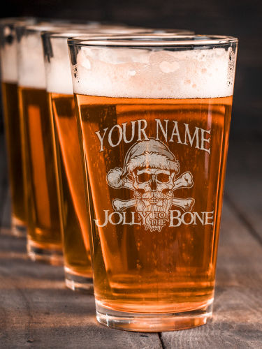 Jolly To The Bone : Pint Glasses - Engraved
