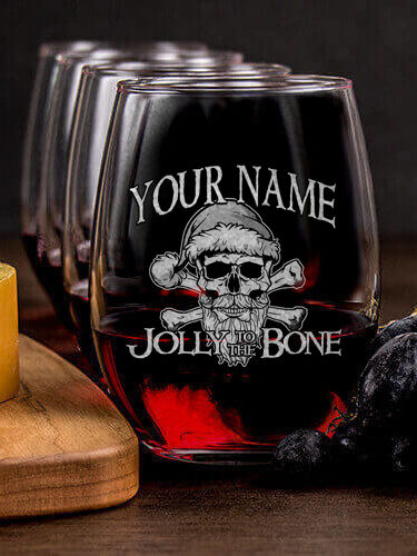 Jolly To The Bone : Cheese Board Wine Glass Gift Sets - Engraved