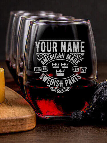 Swedish Parts : Cheese Board Wine Glass Gift Sets - Engraved