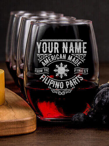 Filipino Parts : Cheese Board Wine Glass Gift Sets - Engraved