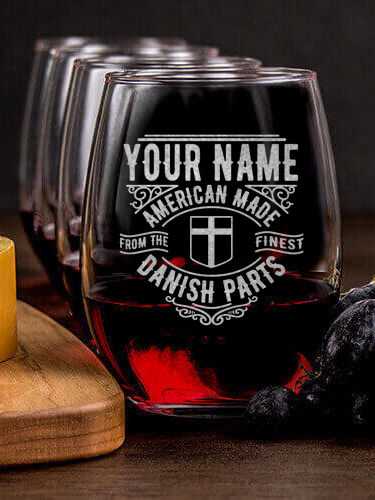 Danish Parts : Cheese Board Wine Glass Gift Sets - Engraved