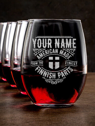 Finnish Parts : Stemless Wine Glasses - Engraved