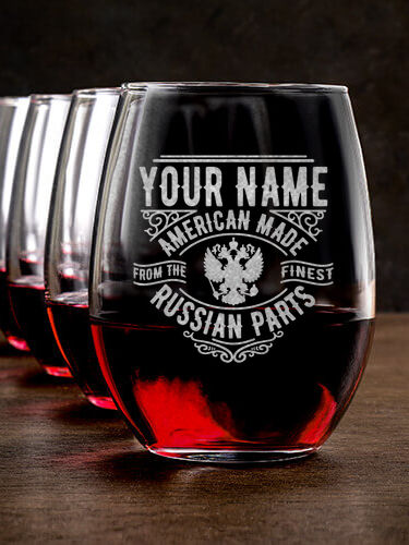 Russian Parts : Stemless Wine Glasses - Engraved