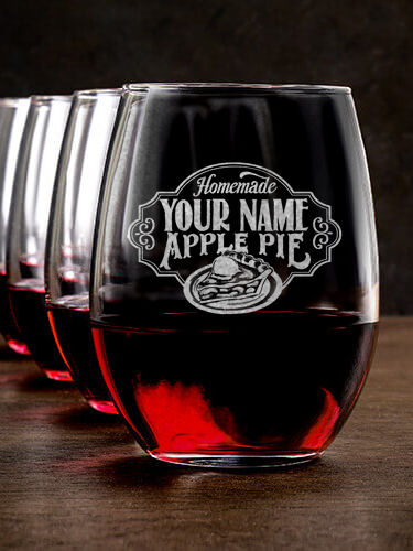 Apple Pie : Stemless Wine Glasses - Engraved